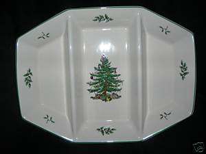 SPODE~CHRISTMAS TREE~TRIPLE DIVIDED SERVING DISH~NEW~  