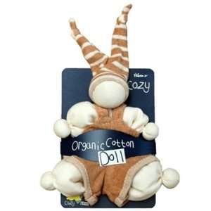   Organic Cotton Cuddle Cozy Trouser Doll Rattle   Natural Striped Baby