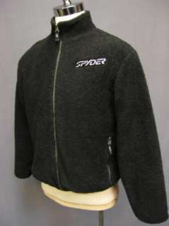 SPYDER US Ski Team Black Thick Pile Fleece Mens Jacket Small  