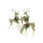   Christmas Whimsy Reindeer Figures with Glitter Berries & Holly Leaves