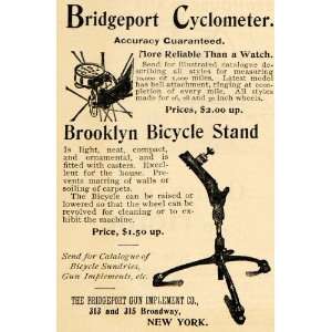  1895 Ad Brooklyn Bicycle Stand Cyclometer Bridgeport 