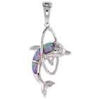 sabrina silver sterling silver dolphin in loop pendant inlaid w
