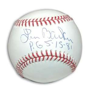  Len Barker Signed Baseball   with PG 5 15 81 Inscription 