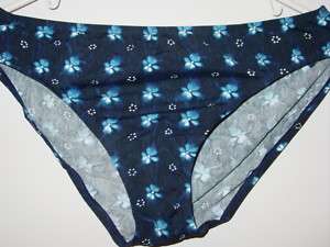 IZOD navy blue bikini bottoms white floral print 12  