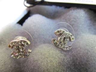 Authentic Chanel CC Rhinestone Stud Earrings  