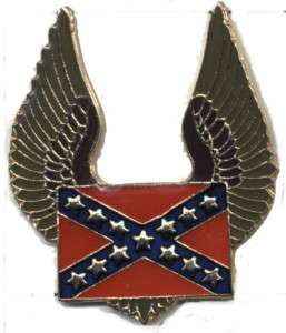 Dixie Heritage CSA Hat Pin Rebel Flag tack Eagle Wings  