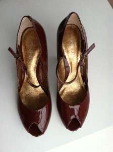 THESE ARE REALLY COOL NINE WEST ALMOST BROWN MAROON PATENT LEATHER 