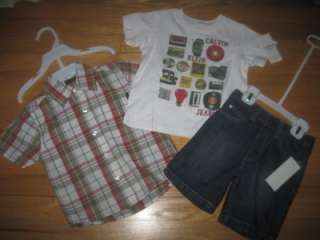 CALVIN KLEIN 3 PIECE SHORTS OUTFIT FOR TODDLER BOY 2T OR 4T  