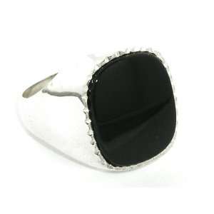  Sterling Silver Mens Large Cushion Shape Onyx Ring   Other 