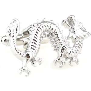  Silver Chinese Dragon Cufflinks Cuff Links Jewelry