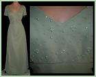 NEW~~Vintage Pale Olive Green Chiffon Peasant Prom Gown Dress NEW 8