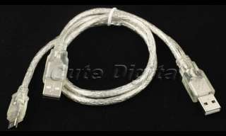New USB 2.0 A male to mini B 5pin data Power Y Cable  