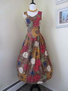 Vintage 80s 50s Style Garden Party Sundress Dress Southwest Full Skirt 