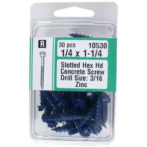  Midwest Slotted Hex Head Concrete Screw, 1/4 x 1 1/4 