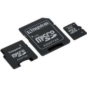 Kingston 4GB microSDHC High Speed Class 4 Memory Card w/ SD and miniSD 