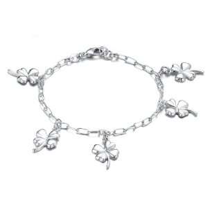   Silver plated Alloy Four Leaf Clover Bracelet 7.5 SB3284 Jewelry