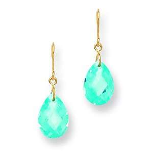  14k Blue Cz Drop Wire Earrings Shop4Silver Jewelry