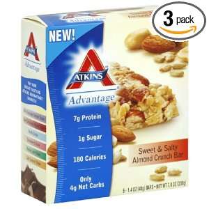 Atkins Nutritional Advantage Bar, Sweet and Salty, 7 Ounce (Pack of 3 