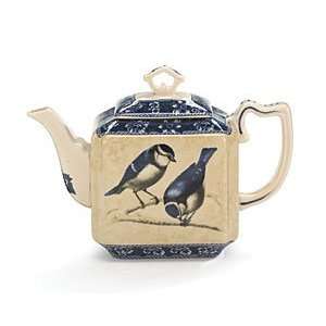    Beautiful Stoneware Teapot with Bluebirds