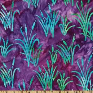  44 Wide Cedar Lake Batik Cattails Purple Fabric By The 