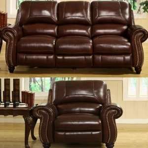  Sheffield Leather Pushback Reclining Armchair Furniture & Decor