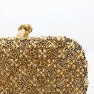 Bottega Veneta Gold Beaded Mini Clutch  Authentic  