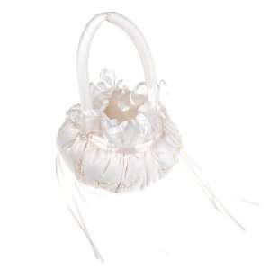   Satin Flower Basket with Floral details and Ruffled Organza Edge