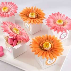 Gerber Daisy Favor Boxes with Personalized Labels