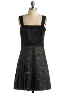 Party Date Dress by Max and Cleo   Black, Bows, Pleats, A line, Twofer 