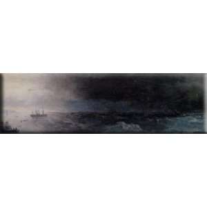  Battleship on a Stormy Sea 16x5 Streched Canvas Art by 