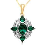 Gold over Silver Created Emerald Created White Sapphire Pendent at 