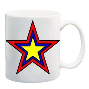  STAR Mug Coffee Cup 11 oz ~ Red Blue Yellow Bright 