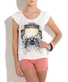 Off White (Cream) Firetrap Dionne Flower Crest Tee  245636911  New 