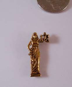 LADY JUSTICE Goldtone Tie Tac/Pin Pinback LAW Jewelry  