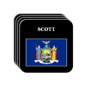 US State Flag   SCOTT, New York (NY) Set of 4 Mini Mousepad Coasters
