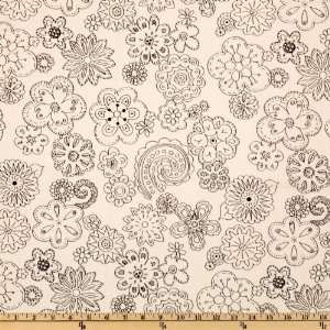 44 Wide Color Me Allover Floral Cream/Black Fabric By 