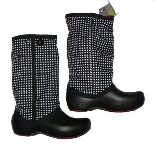 Womens Crocs Claire winter boots new Black Polka Dot  
