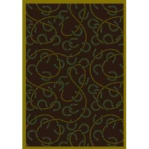 Joy Carpets Rodeo Chocolate Horseshoe Rectangle 5.40 x 7 