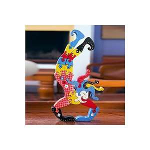    NOVICA Wood display jigsaw puzzle, Funny Jester Toys & Games