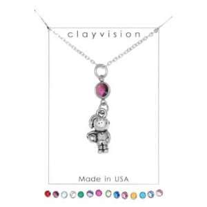  Clayvision Soccer Girl Charm Necklace with Birthstone/Team 