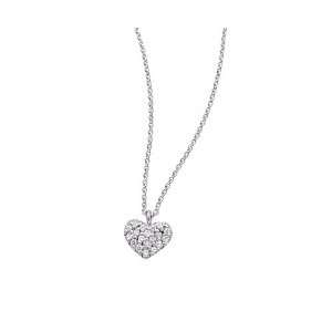   Meira T 14K White Gold Pave Set Diamond Baby Heart Necklace Jewelry