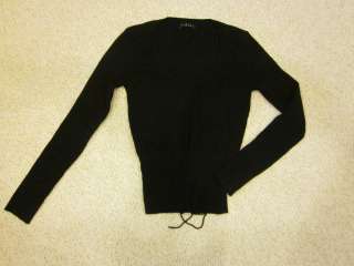 Womans Sisley Black Crew Neck Sweater Size Small  