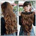korean long Woman Curly/wavy 5 clip on synthenic hair extensions for 