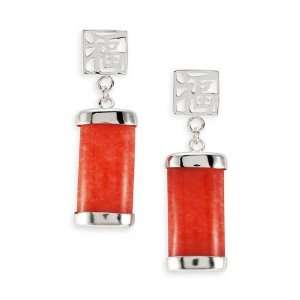    Sterling Silver Red Agate Chinese Long Dangle Earrings Jewelry