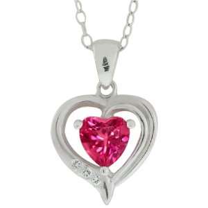  1.00 Ct Mystic Pink Topaz & Diamond Heart Shape Pendant 