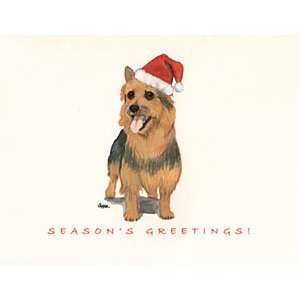  Australian Terrier in Santa Hat Boxed Christmas Notecards 