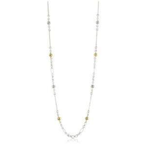   LOIS HILL Two Tone Open Scroll Two Strand Bead Stations Necklace