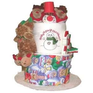    Babys My First Christmas Diaper Cake 2 Tier Baby Cake Baby
