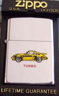 ZIPPO Lighter Yellow Porsche Turbo NEW Mint In Box 1997 High Polish 