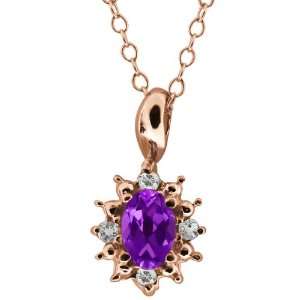  0.53 Ct Oval Purple Amethyst and Topaz Rose Gold Plated 